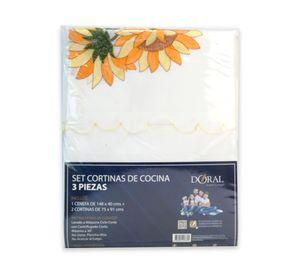 Juego cortina cocina Flores 3 piezas