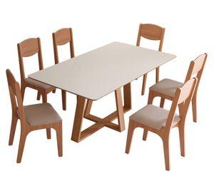 Comedor TM87 6 sillas CA12 beige 180x90x77 cm