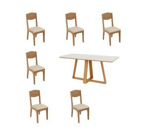 Comedor TM87 6 sillas CA12 beige 180x90x77 cm