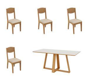 Comedor TM86 4 sillas CA12 beige 77x135x90 cm