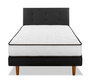 Cama europea 1.5 plazas New Simple + respaldo Royal negro