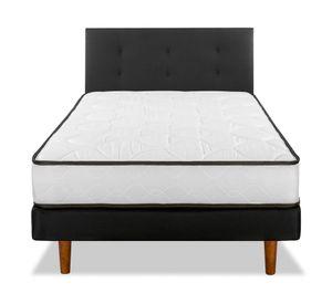 Cama europea 1 plaza New Simple + respaldo Royal negro