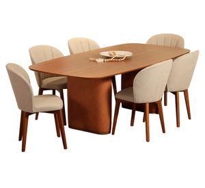 Comedor Lintz 6 sillas Alba canela/beige 184x110x75 cm