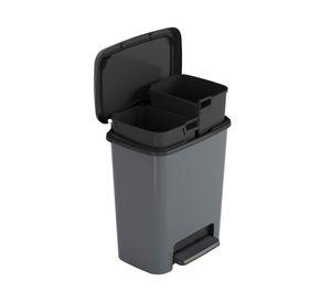 Basurero Compatta dúo gris 22 lt