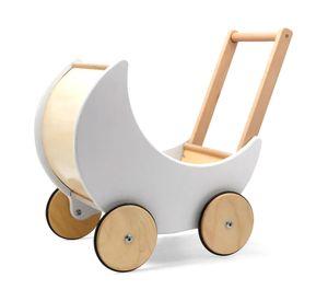 Coche de muñecas infantil madera Samanta gris claro