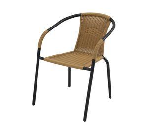 Silla acero/ratán PE café claro