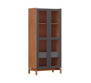 Vitrina Barcelona 2P grafito/roble 180x80x47.5 cm