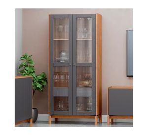Vitrina Barcelona 2P grafito/roble 180x80x47.5 cm