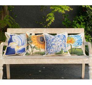 Cojín decorativo Blue Lily linet crudo 45x45 cm