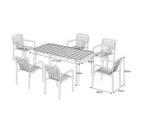 Set comedor 6 personas Sabrán negro 74x177.5x90 cm