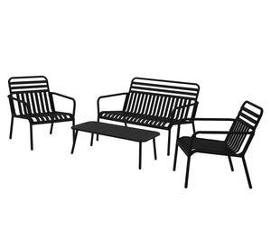 Set living 4 personas Sabrán negro 35x105.5x55 cm