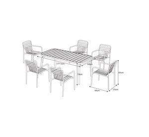 Set comedor 6 personas Sabrán 74x177.5x90 cm