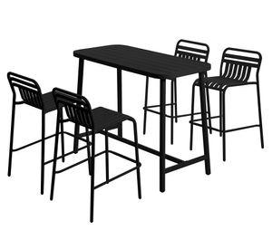 Set bar terraza 4 personas Sabrán negro