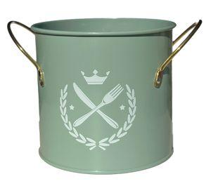 Organizador cubiertos verde con asas doradas