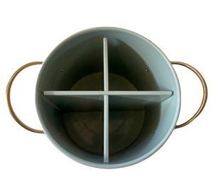 Organizador cubiertos verde con asas doradas