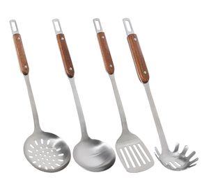 Utensilios cocina Acero inoxidable mango madera 4 piezas SET-AHCOC10