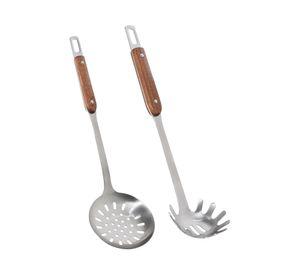 Utensilios cocina Acero inoxidable mango madera 2 piezas SET-AHCOC04