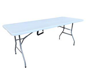 Mesa plegable rectangular blanca 70x180x74 cm