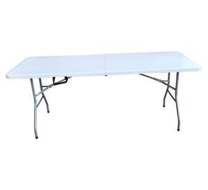 Mesa plegable rectangular blanca 70x180x74 cm