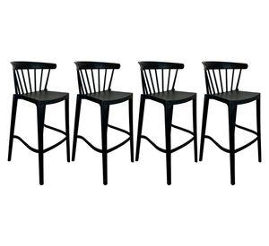 Pack 4 taburetes bar polipropileno Windsor negro