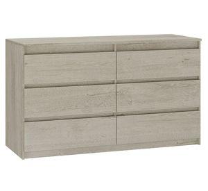 Cómoda Grecco crema rústico 6 cajones 69x120x45 cm