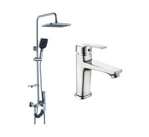 Columna ducha Compass 120 cm + Monomando lavamanos Compass