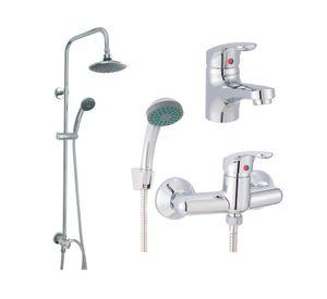 Columna ducha Basic 100 cm + Grifería ducha + Monomando lavamanos Eko