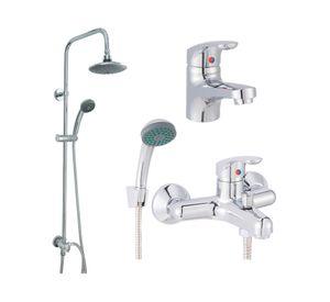 Columna ducha Basic 100 cm + Grifería tina + Monomando lavamanos Eko