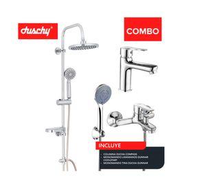 Columna ducha Compass 100 cm + Grifería tina/ducha + Monomando lavamanos Gunnar