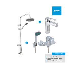 Columna 100 cm + Monomando lavamanos + Monomando ducha Verona