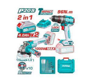 Kit Inalámbrico Taladro impacto + Esmeril angular + accesorios