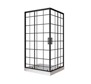 Shower Door recto con receptáculo Cuadros negros 100x70x198 cm