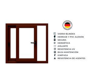 Ventana termopanel Corredera PVC 120x140x10 cm nogal