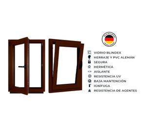 Ventana termopanel Oscilobatiente PVC 70x90x10 cm nogal