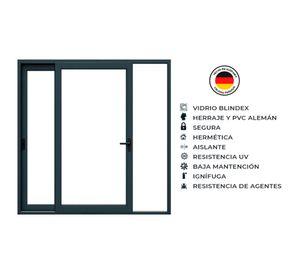 Ventana corredera 195x205 cm PVC alemán termopanel Blindex antracita
