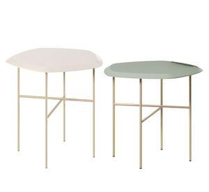 Mesa lateral irregular Geo Dúo 55.2x50x50 cm blanco/verde