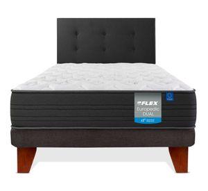 Cama europea Europedic dual 1 plaza + respaldo Royal negro