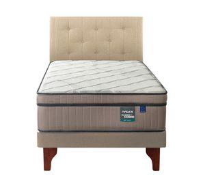 Cama europea Máximo Cobre 1.5 plazas + respaldo Almendra
