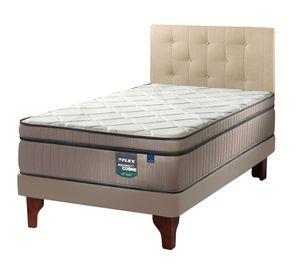 Cama europea Máximo Cobre 1.5 plazas + respaldo Almendra