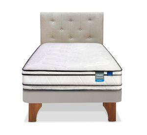 Cama europea Innova 1.5 plazas + respaldo Almendra