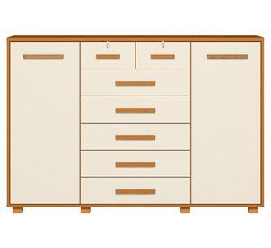 Cómoda Fontana café/beige 2 puertas 7 cajones