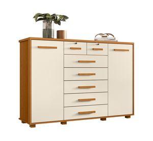 Cómoda Fontana café/beige 2 puertas 7 cajones