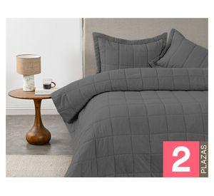 Quilt liso Block gris 2 plazas