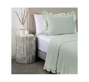 Quilt Liso ruffle sage 1.5 plazas