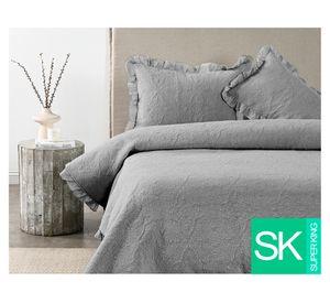 Quilt Liso Ruffle gris Súper King