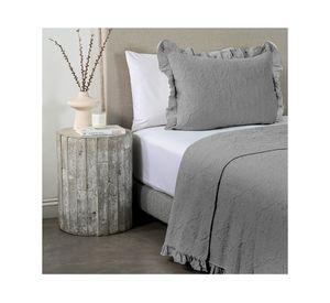 Quilt Liso ruffle gris 1.5 plazas