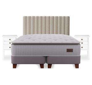Cama europea Heritage king base dividida + respaldo Tubular + velador Roma