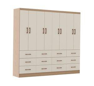Clóset 8 puertas 12 cajones roble champagne 180x199.6x40 cm