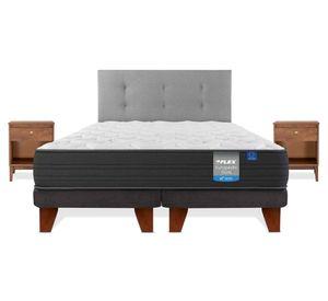 Cama europea Europedic Dual king base dividida respaldo  Royal gris + velador Atenas