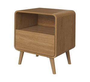 Velador Retro 1 cajón roble oscuro